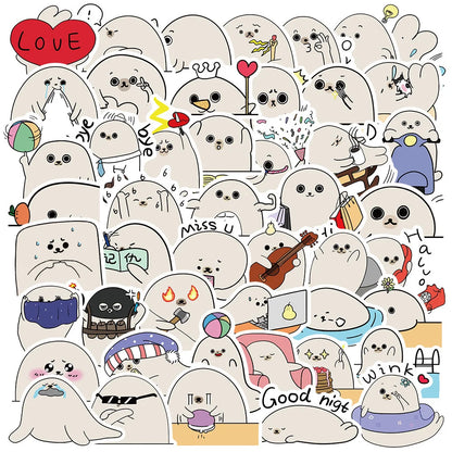 50PCS Cartoon Cute Little Silly Leopard Personality Creative Sticker Desk Computer Motorcycle Waterproof Sticker