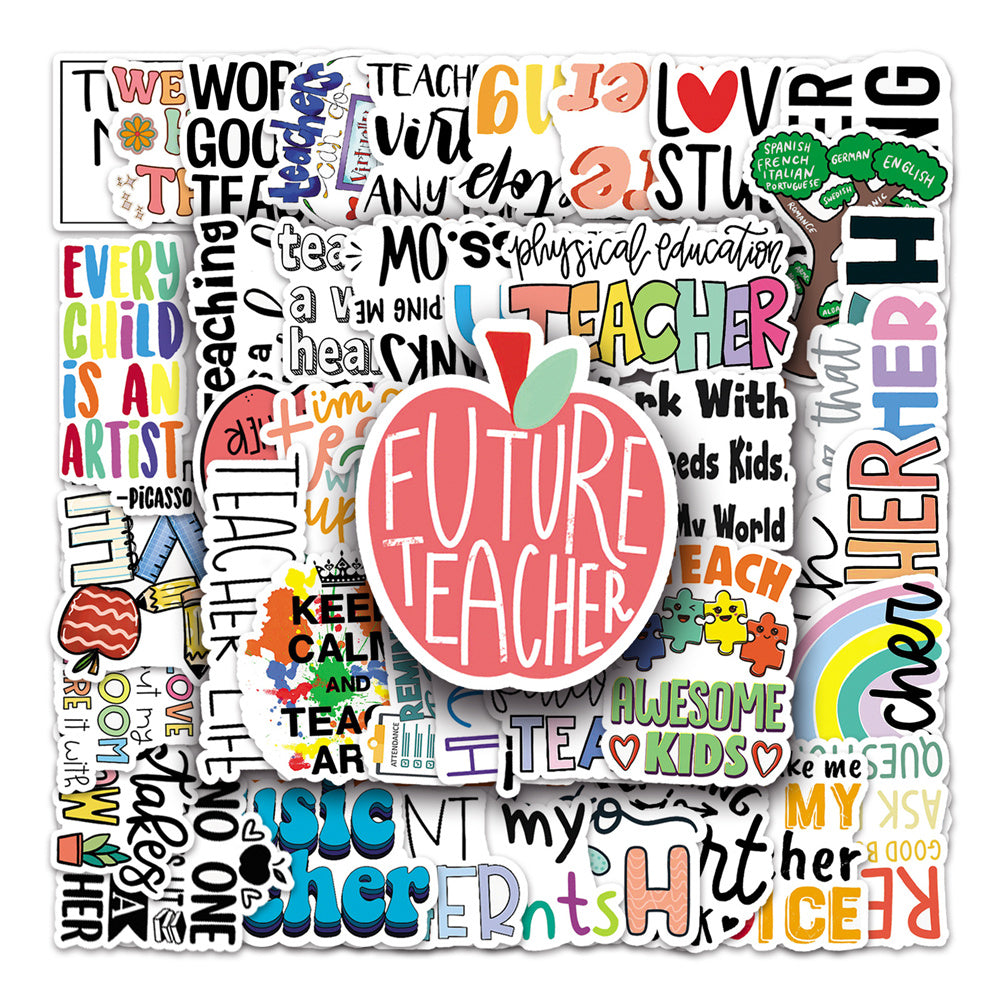 50PCS Cartoon Motivational English Doodle Stickers Perfect for Laptops, Skateboards, Water Bottles, Guitars, and Stationery Boxes Exquisite DIY Desktop Decor Decals