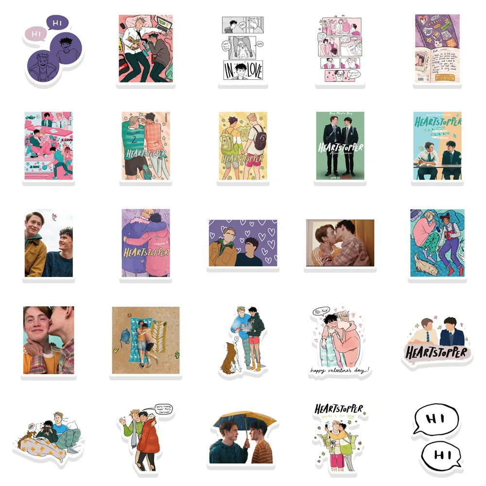 50PCS UK TV Drama Heartstopper Charlie Nick Cartoon Anime BL Graffiti Stickers for Luggage Laptop IPad Stickers