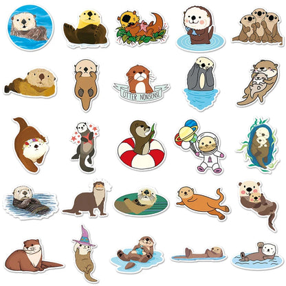 50PCS Otter Cute Cartoon Graffiti Waterproof Sticker Toy Decoration DIY Notebook Gift iPad Guitar Cup Suitcase