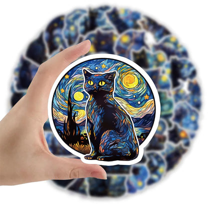 50PCS Oniric Cat Stickers - Collective Unconscious Decals for Lucid Dream Logs, Archetype Mapping & Transpersonal Psychology Journals