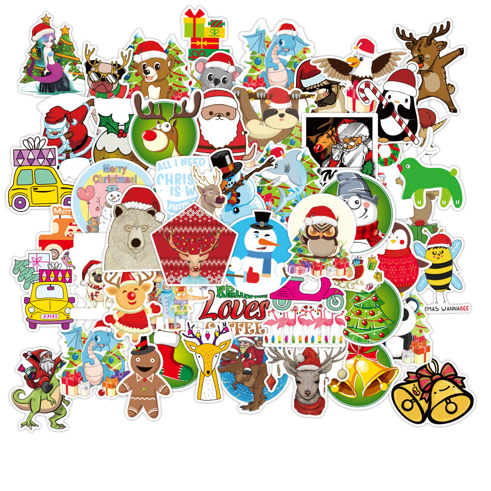 50PCS Subverted Santa Claus Stickers - Deconstructed Christmas Icon Decals for Festive Anarchy Journals, Gift Economy Critiques & Holiday Rebellion Projects