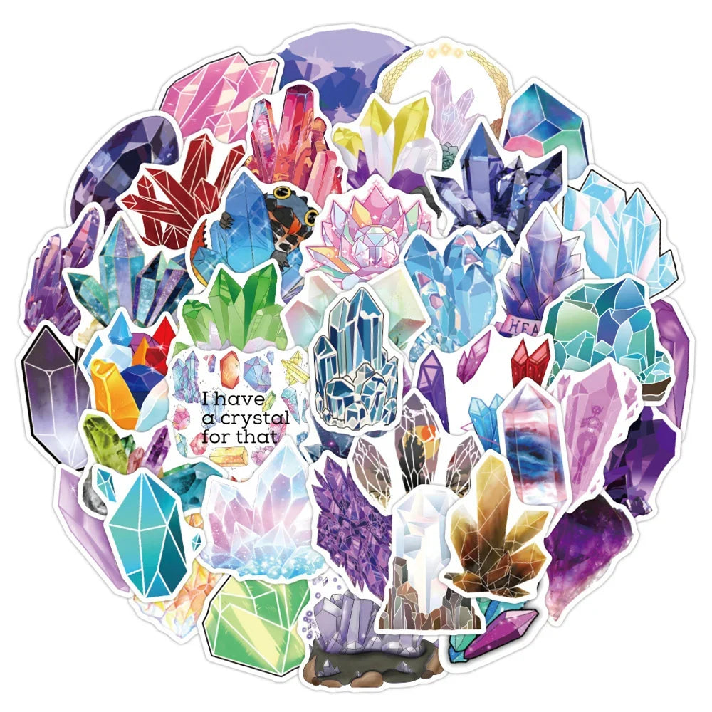 50PCS Crystal Graffiti Sticker Waterproof Removable Notebook Skateboard Trunk Motorcycle Guitar Cup Personality