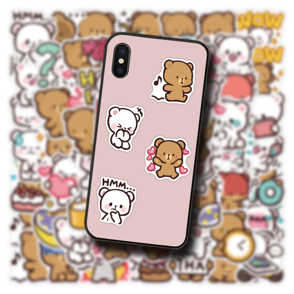 60PCS Angry Bear Stickers Cute Cartoon Graffiti Personality Decoration DIY Exquisite Decorative Decals Toys For Cell Phone Cases Water Cups Suitcases Popular Stickers