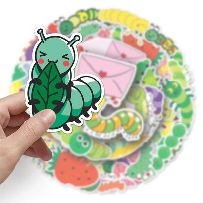 50PCS Cartoon Caterpillar Graffiti Waterproof Sticker Personality Creative Water Cup Refrigerator Guitar Helmet