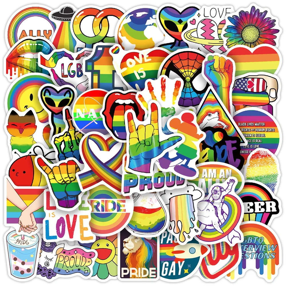 50PCS Rainbow Same Sex Graffiti Waterproof Stickers Personalized Creative Decoration Refrigerator Skateboard Cup