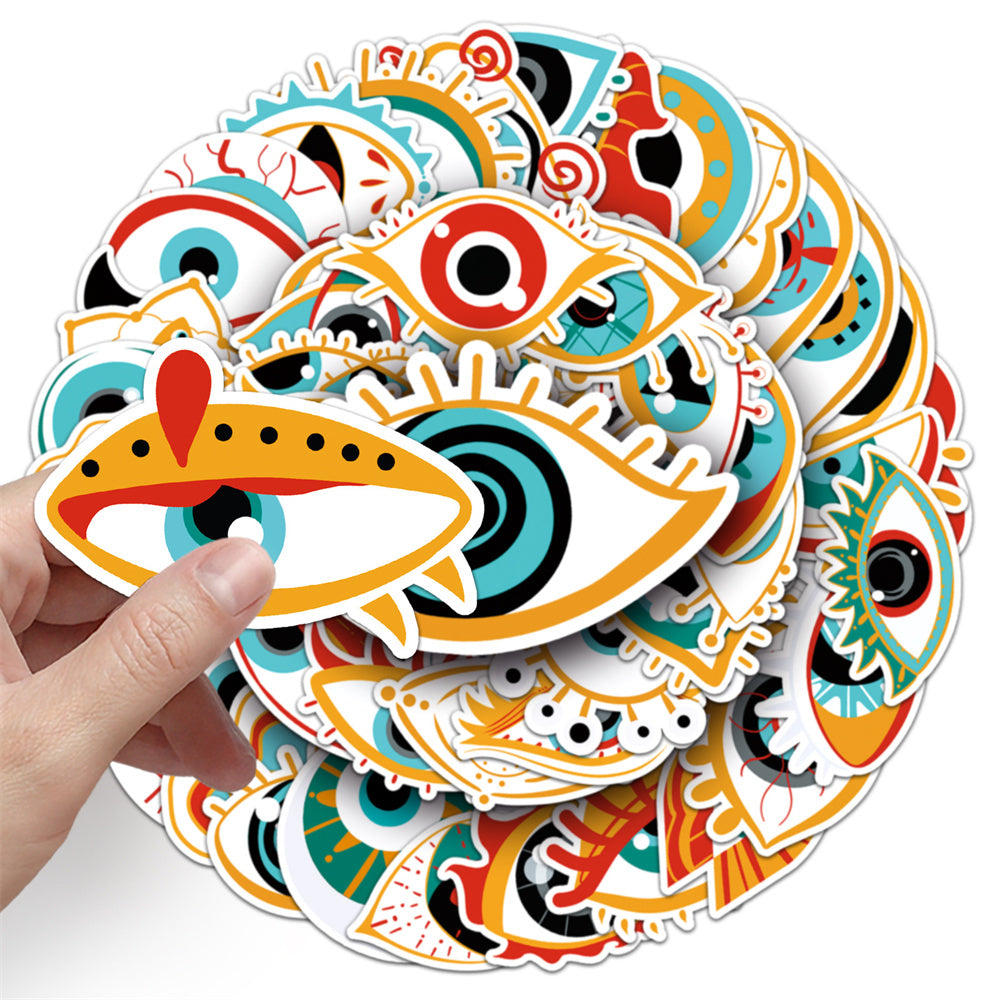 50PCS Creepy Eye & Demon Doodle Stickers, Gothic Horror Cartoon Decals for Alt Fashion and Dark Decor