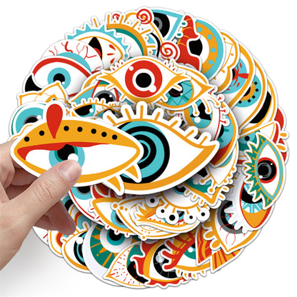 50PCS Creepy Eye & Demon Doodle Stickers, Gothic Horror Cartoon Decals for Alt Fashion and Dark Decor