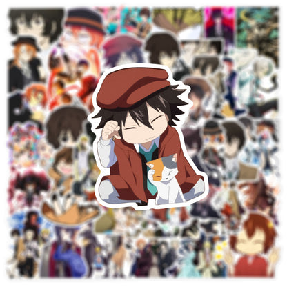 50PCS Cartoon Anime Bungo Stray Dogs Doodle Stickers Exquisite and Stylish DIY Journal Decorative Decals Suitable for Suitcases, Guitars, Helmets, Skateboards, and Stationery Cases