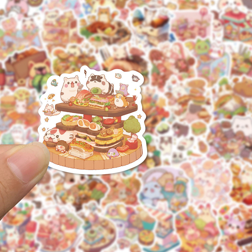 50PCS Food Chain Semiotics Stickers - Culinary Hierarchy Decals for Interspecies Culinary Politics, Carnivore-Herbivore Ethics & Anthropomorphic Diet Maps