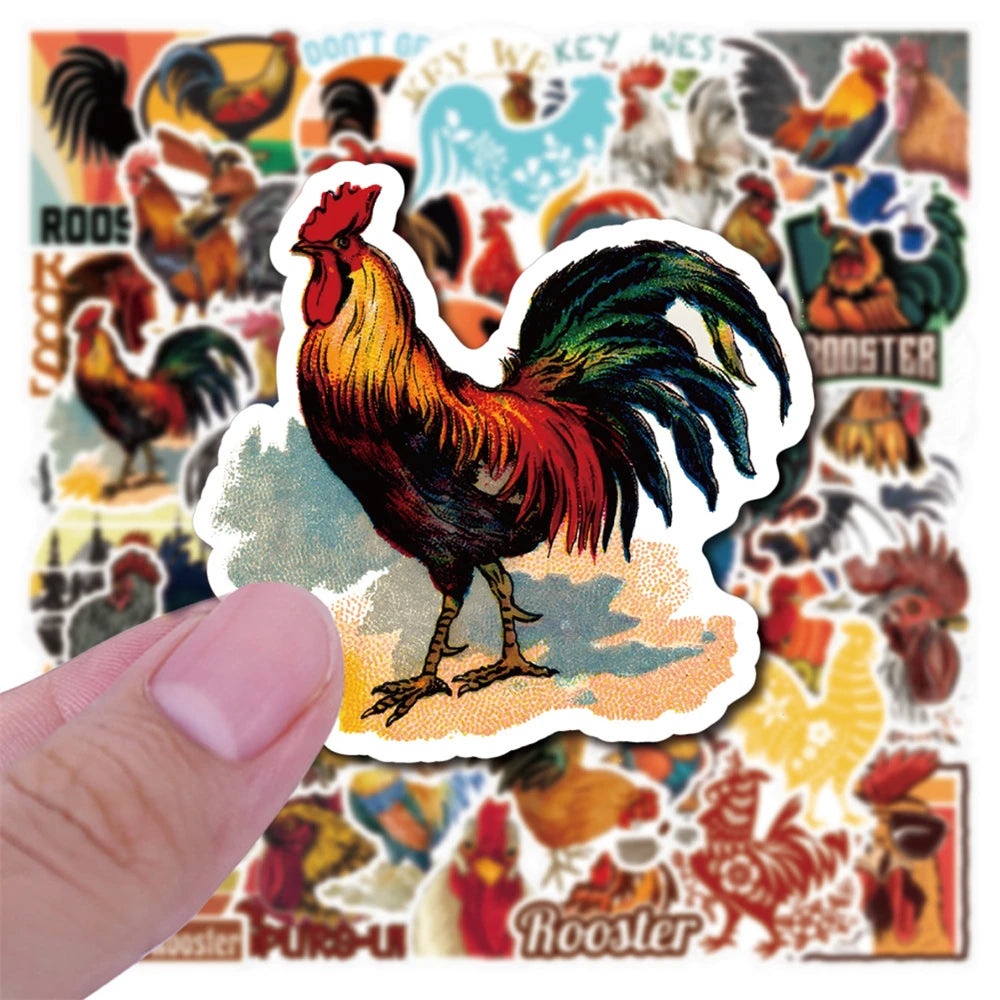 50 pieces of cartoon animal rooster creative graffiti stickers, personalized DIY bicycle, skateboard, car helmet, laptop, phone case decorative sticker toys