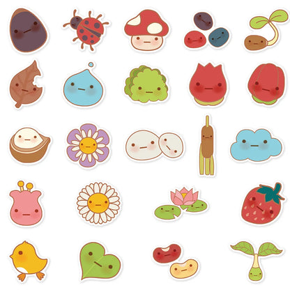 43PCS Cartoon Cute Plants Graffiti Stickers Personality Fashion Creative DIY Decoration Stickers Refrigerator Water Cup Skateboard Guitar Helmet Popular Decals Toys