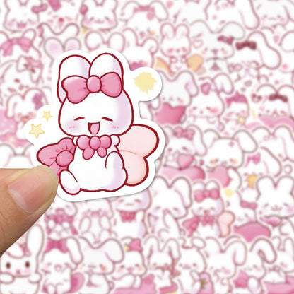 50PCS Pink Bunny Dreamland Stickers - Whimsical Rabbit Doodle Decals for Sleep Journals, Comfort Planners & Cozy Bedtime Rituals