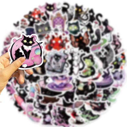 50PCS Funny Scared Cat Stickers - Hilarious Cartoon Decals for Laptop, Phone Case, Water Bottle & Pet Owner Gifts