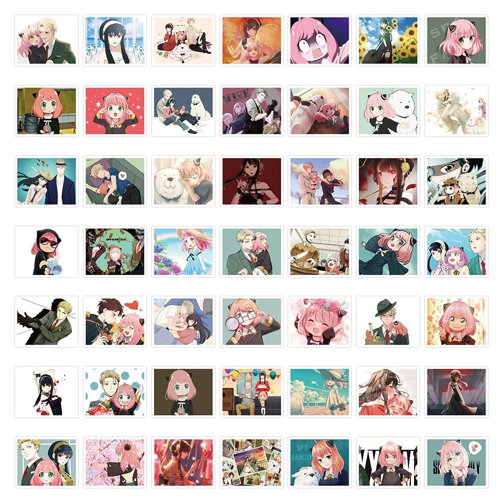 50PCS Japanese Anime Spy×Family Cute Anya Forger Cartoon Luggage Motorcycle Car  Laptop Ipad Skateboard Sticker