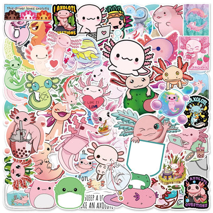 50PCS Cartoon Fresh Cut Axolotl Refrigerator Notebook Personalized Graffiti Waterproof Decorative Sticker Guitar