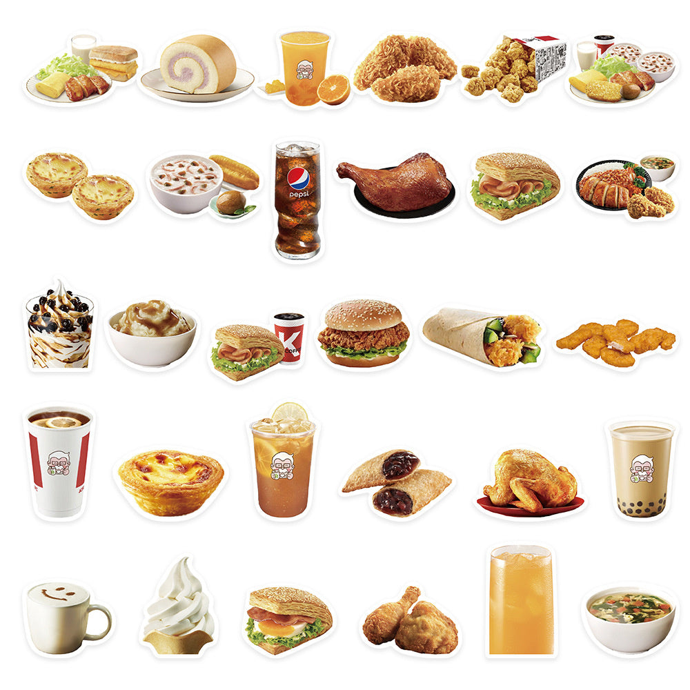 64PCS Burger Civilization Stickers - Fast Food Archaeology Decals for Culinary Stratigraphy Maps, Condiment Colonialism Logs & Patty Paradigm Studies