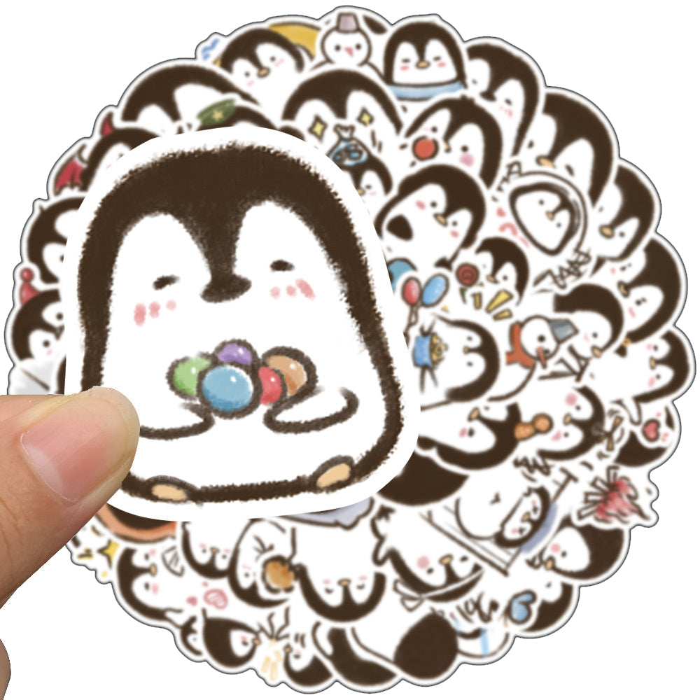 50PCS Cartoon Penguin Adorable Animal Doodle Stickers Perfect for Skateboard Helmets, Laptops, Water Bottles, Guitars, Stationery Boxes Exquisite DIY Desktop Decor Decals