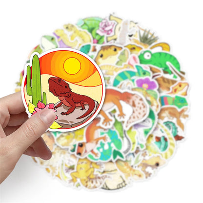 50PCS Lizard Graffiti Waterproof Personalized Sticker Cartoon Animal DIY Skateboard Laptop Refrigerator Water Cup
