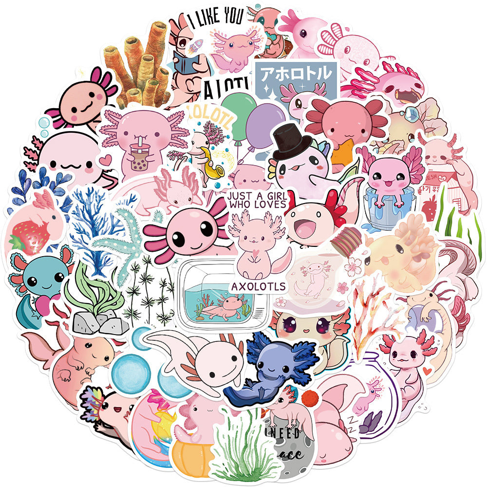 50PCS Cute Cartoon Salamander Doodle Stickers Perfect for Suitcases, Laptops, Skateboards, Water Bottles, Journals, Helmets, Pencil Cases Exquisite DIY Desktop Decor Decals