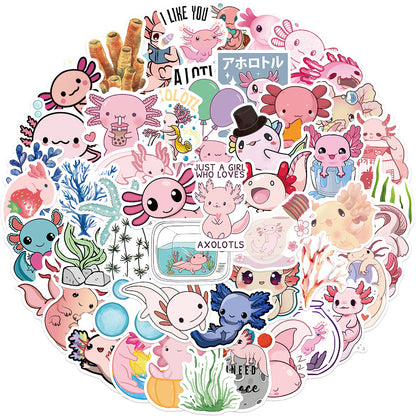 50PCS Cute Cartoon Salamander Doodle Stickers Perfect for Suitcases, Laptops, Skateboards, Water Bottles, Journals, Helmets, Pencil Cases Exquisite DIY Desktop Decor Decals