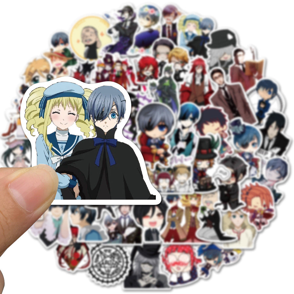50PCS Black Butler Inspired Stickers, Gothic Butler & Demon Cartoon Doodles for Anime Fans and Journals