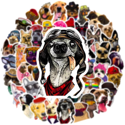 50PCS Dog Graffiti Waterproof Sticker Cartoon Cute Pet Creative Trend Personalized Decoration DIY Guitar Suitcase