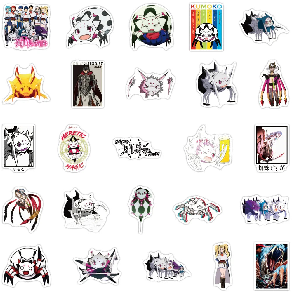 50PCS cartoon Japanese anime "I'm a Spider" doodle stickers, personalized, fashionable, creative and exquisite DIY decorative stickers for suitcases, toys, laptops, IPad cases, diaries, and popular stickers