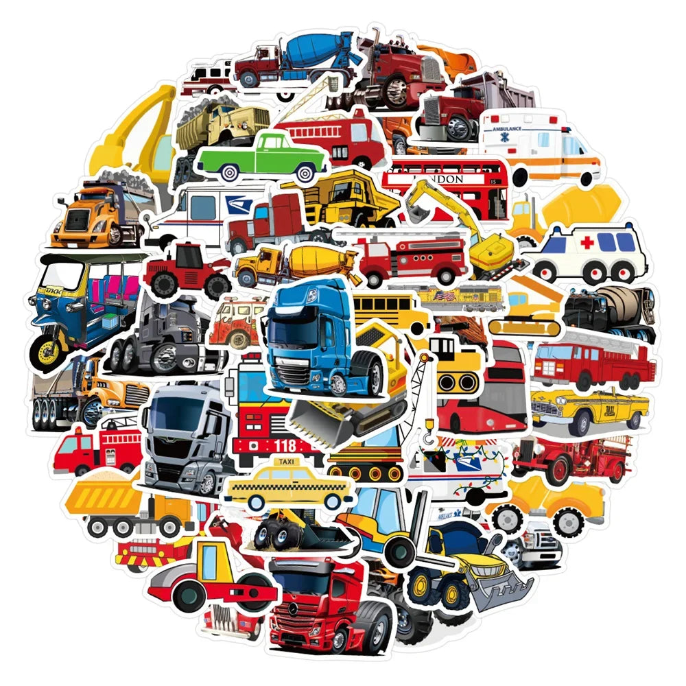 50PCS New Car Truck Graffiti Sticker Waterproof Luggage Laptop Scooter Water Cup Refrigerator Sticker