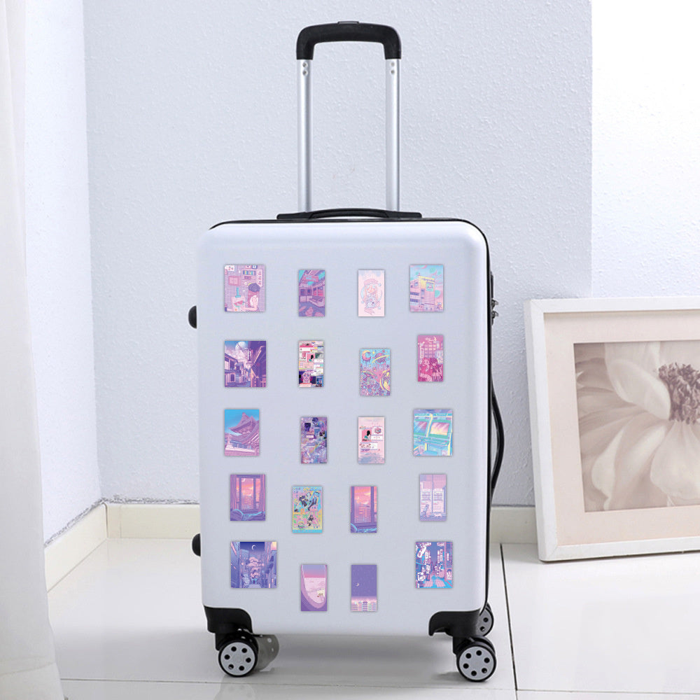 50PCS Cartoon Purple Laser-Cut Girly Doodle Stickers for Skateboards, Water Bottles, Laptops, Phone Cases, Fridge, and Desktop Decor