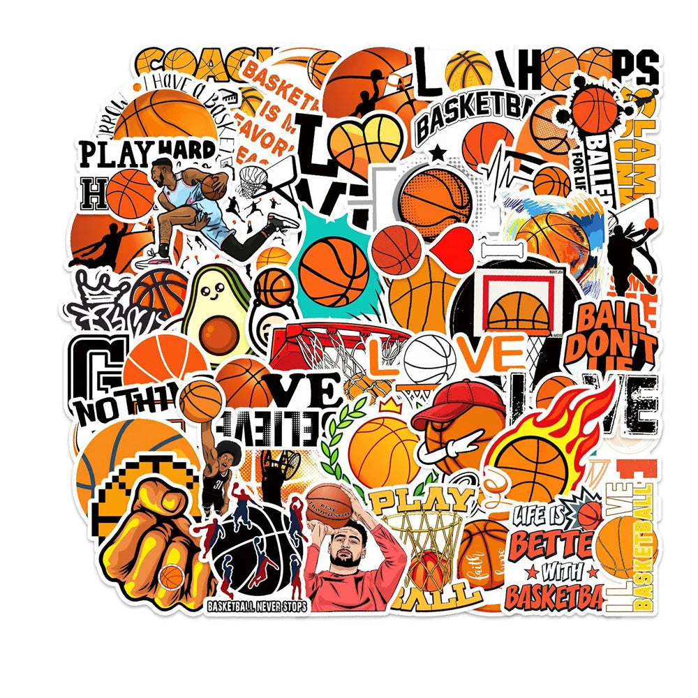 50PCS Basketball Graffiti Waterproof Sticker Sports Personality DIY Refrigerator Skateboard Water Cup GuitarTrend