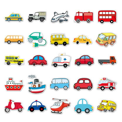 100PCS Cartoon Transport Graffiti Stickers Personalised Fashion Creative DIY Stickers Suitcase Notebook Helmet Car Guitar Beautifully Popular Decorative Decals Toys