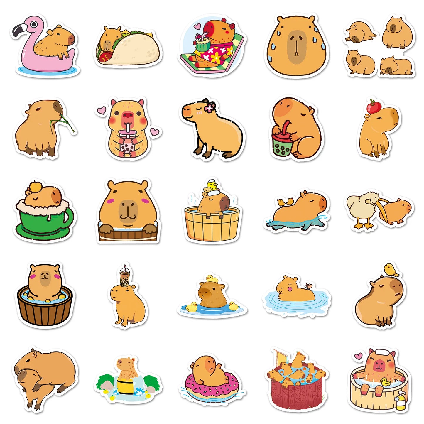 50PCS   Cartoon Animal Capybara Sticker Graffiti iPad Desk Notebook  Car Computer Pattern Scrapbook Toy Decoration