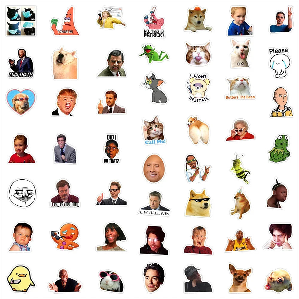 50pcs Web Funny Pop Meme Graffiti Stickers For Luggage Laptop Ipad Skateboard Motorcycle Stickers