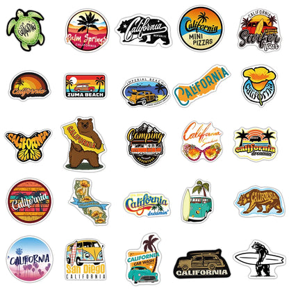 50pcs California Travel Animal Personality Pattern Graffiti Sticker Luggage Laptop Ipad Gift Skateboard Sticker