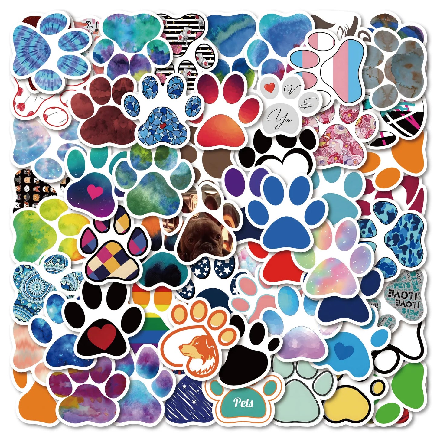 60PCS Dog Paw Sticker Cartoon Tablet Luggage Car  Water Cup Guitar  DIY Wall Sticker Personalized Toy Decoration