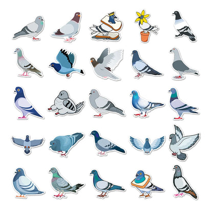 50 pieces of cartoon pigeon animal graffiti stickers, personalized, fashionable and creative decorative exquisite stickers, cups, guitars, helmets, refrigerators, popular decal toys