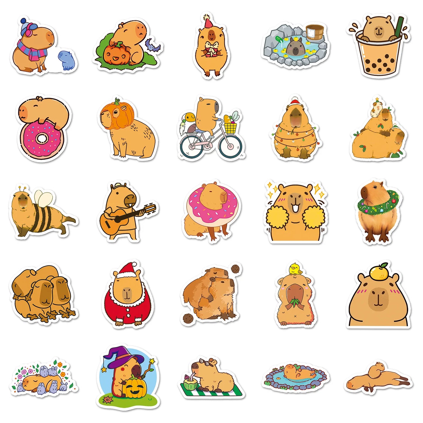 50PCS   Cartoon Animal Capybara Sticker Graffiti iPad Desk Notebook  Car Computer Pattern Scrapbook Toy Decoration