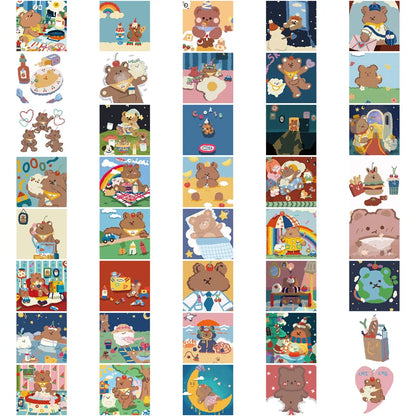 40PCS Cartoon Super Cute Bear Graffiti Stickers Luggage Laptop IPad Skateboard Helmet Cup Waterproof Sticker