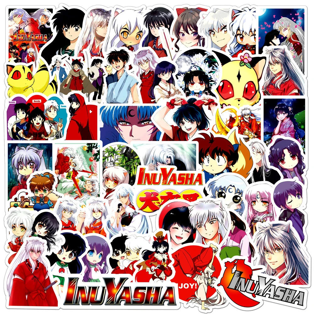 50PCS cartoon animation Inuyasha fox demon creative graffiti stickers, personalized DIY decorative exquisite decal toys, skateboards, bicycles, cars, helmets, laptops, popular stickers