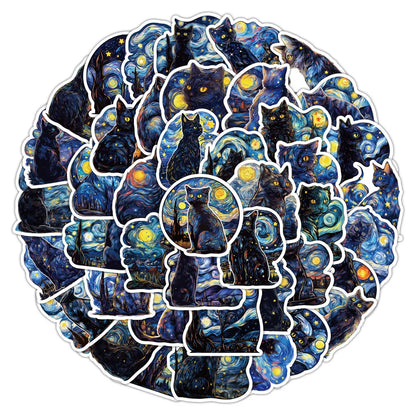 50PCS Oniric Cat Stickers - Collective Unconscious Decals for Lucid Dream Logs, Archetype Mapping & Transpersonal Psychology Journals