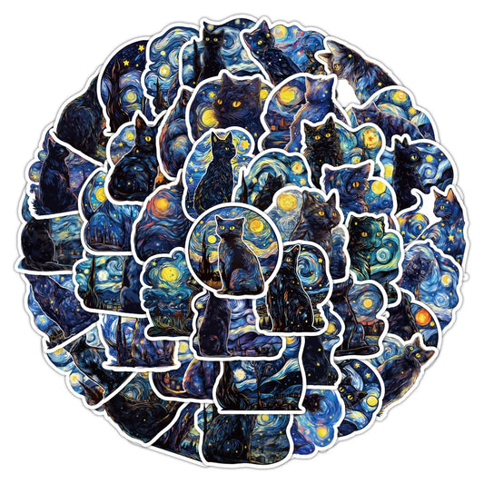 50PCS Oniric Cat Stickers - Collective Unconscious Decals for Lucid Dream Logs, Archetype Mapping & Transpersonal Psychology Journals