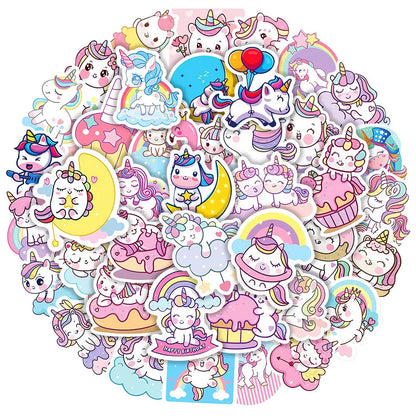 50PCS New Cute Unicorn Graffiti Stickers Refrigerator Computer Notebook Skateboard Water Cup