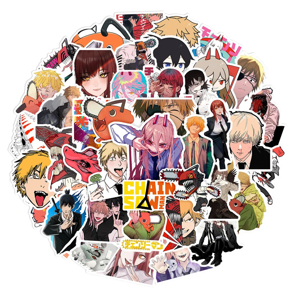 50PCS Riman Chainsaw Man Trend Graffiti Sticker Toy Decoration Notebook Kids Gift iPad GuitarPVCWaterproofSticker
