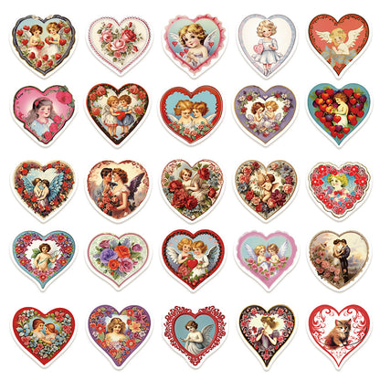 50PCS Cartoon Retro Cupid Doodle Stickers Exquisite Fashion Creative DIY Journal Decorative Decals Suitable for Phone Cases, Laptops, Skateboards, Guitars, Helmets, and Stationery Boxes
