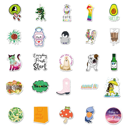 50PCS cartoon Kawaii cute animal sticker toy DIY skateboard laptop luggage iPad PVC sticker