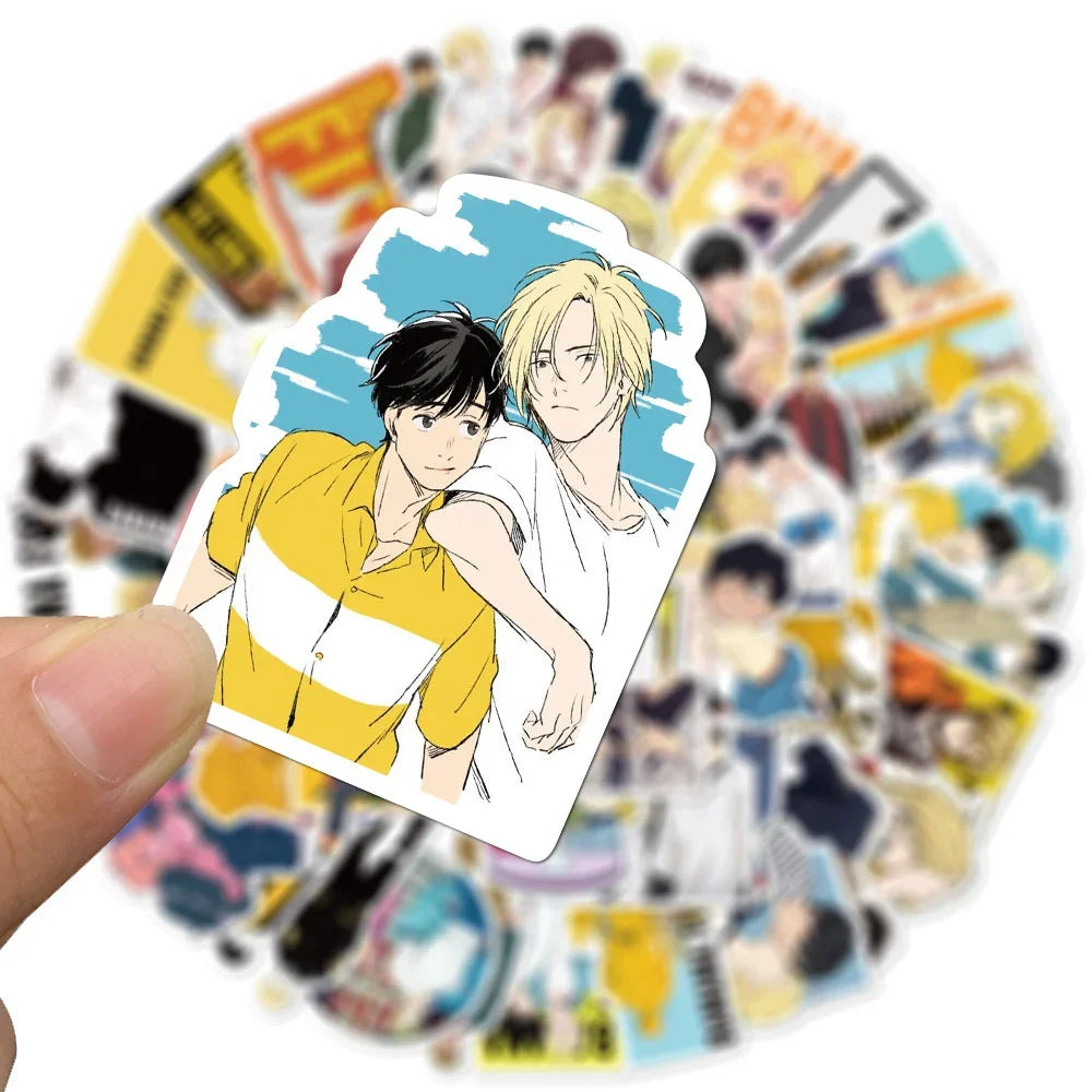 50PCS Japanese Anime Trembling Killing Machine BANANA FISH Graffiti Luggage Laptop Waterproof Sticker