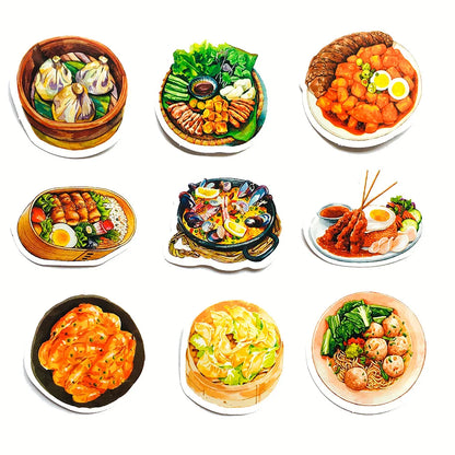 47PCS Cute Cartoon Food Doodle Stickers Personalized DIY Exquisite Stickers IPad Luggage Notebook Guitar Computer Helmet Decorative Decals Toys