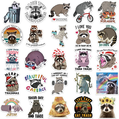 50PCS Cartoon Cute Animal Raccoon Children Sticker for Luggage Laptop IPad Journal Guitar Waterproof Sticker
