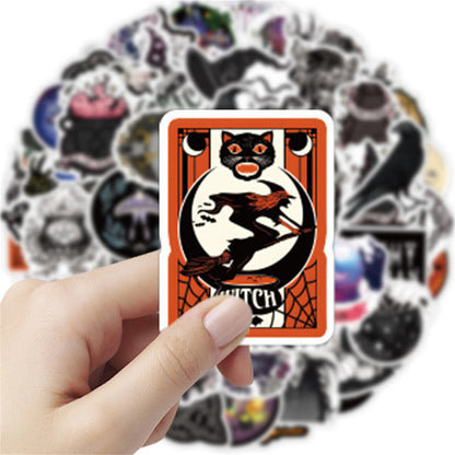 50PCS Cartoon Witch Stickers - Magical Spell Decals for Halloween, Planners, Water Bottles & Witchy Aesthetic Gifts